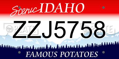ZZJ5758 Idaho License Plate