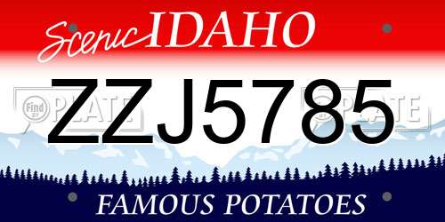 ZZJ5785 Idaho License Plate