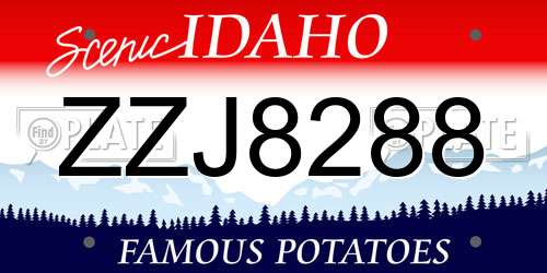 ZZJ8288 Idaho License Plate