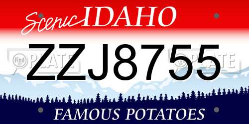 ZZJ8755 Idaho License Plate