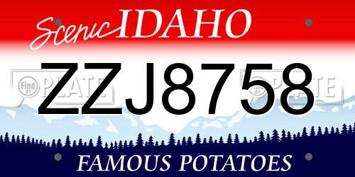 ZZJ8758 Idaho License Plate