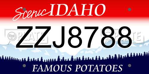ZZJ8788 Idaho License Plate