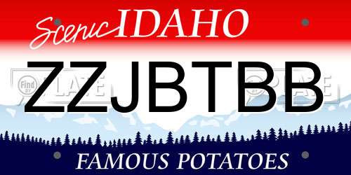 ZZJBTBB Idaho License Plate