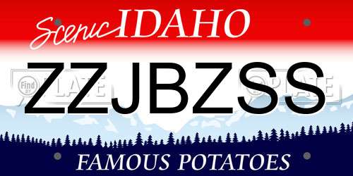 ZZJBZSS Idaho License Plate
