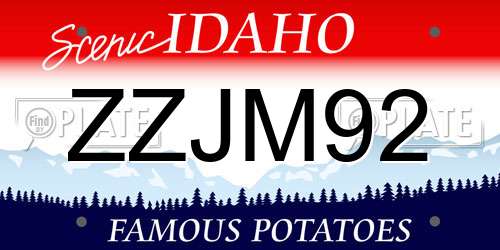 ZZJM92 Idaho License Plate