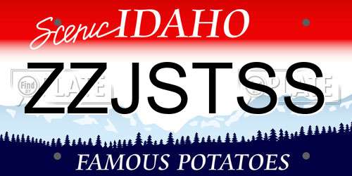 ZZJSTSS Idaho License Plate