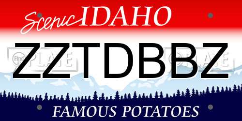 ZZTDBBZ Idaho License Plate