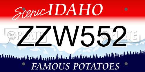 ZZW552 Idaho License Plate