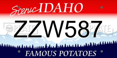 ZZW587 Idaho License Plate