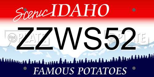 ZZWS52 Idaho License Plate
