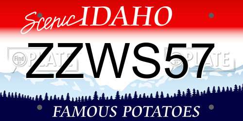 ZZWS57 Idaho License Plate