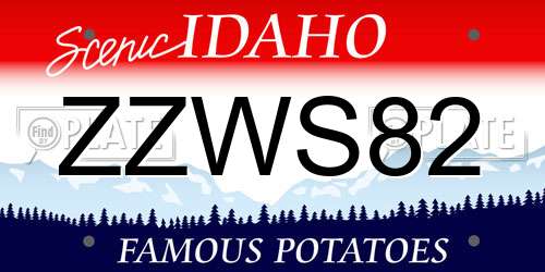 ZZWS82 Idaho License Plate