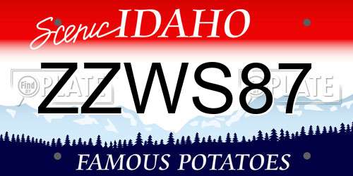 ZZWS87 Idaho License Plate