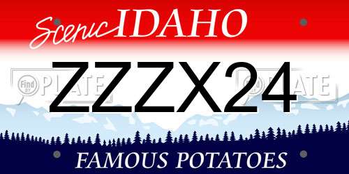 ZZZX24 Idaho License Plate