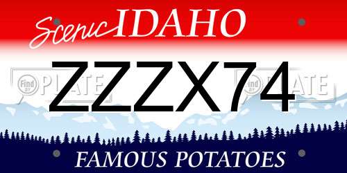 ZZZX74 Idaho License Plate