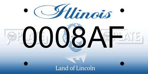 0008AF Illinois License Plate
