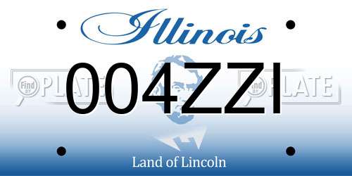 004ZZI Illinois License Plate