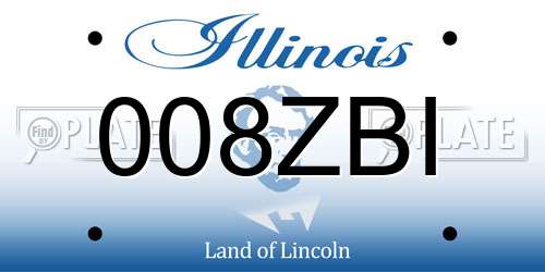 008ZBI Illinois License Plate