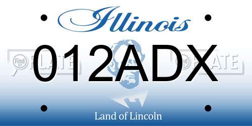 012ADX Illinois License Plate
