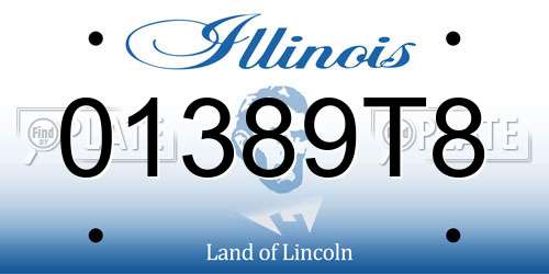 01389T8 Illinois License Plate