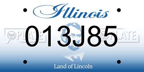 013J85 Illinois License Plate