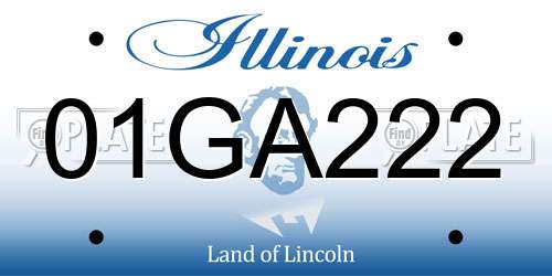01GA222 Illinois License Plate