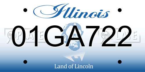 01GA722 Illinois License Plate