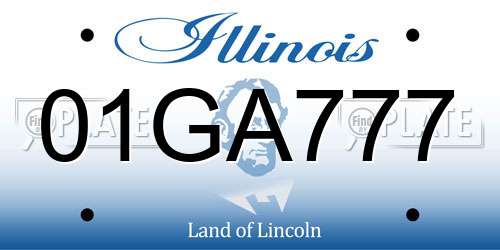 01GA777 Illinois License Plate