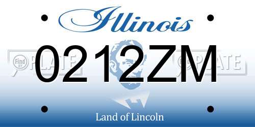 0212ZM Illinois License Plate