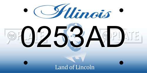 0253AD Illinois License Plate