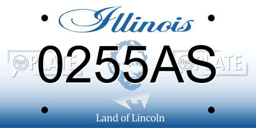 0255AS Illinois License Plate