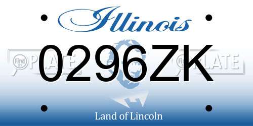 0296ZK Illinois License Plate