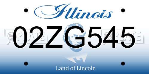 02ZG545 Illinois License Plate