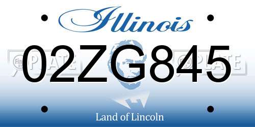 02ZG845 Illinois License Plate