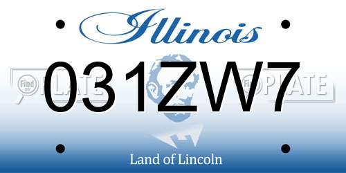 031ZW7 Illinois License Plate