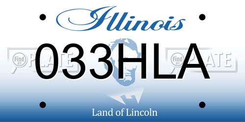 033HLA Illinois License Plate