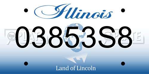 03853S8 Illinois License Plate