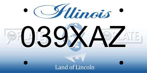 039XAZ Illinois License Plate