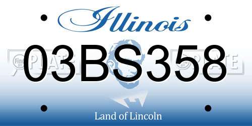 03BS358 Illinois License Plate