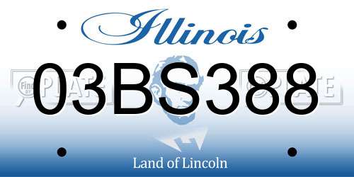 03BS388 Illinois License Plate