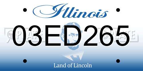 03ED265 Illinois License Plate