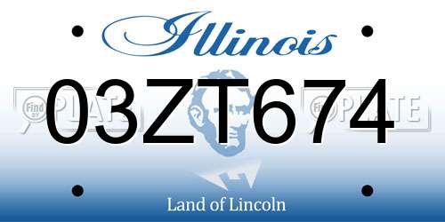 03ZT674 Illinois License Plate