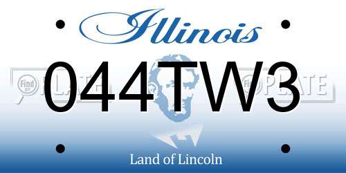 044TW3 Illinois License Plate