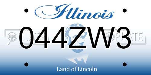 044ZW3 Illinois License Plate