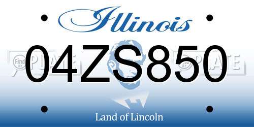 04ZS850 Illinois License Plate