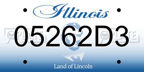 05262D3 Illinois License Plate