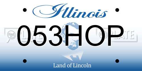 053HOP Illinois License Plate