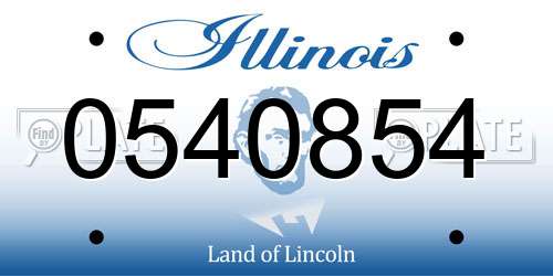 0540854 Illinois License Plate