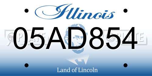 05AD854 Illinois License Plate
