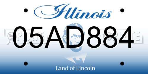 05AD884 Illinois License Plate